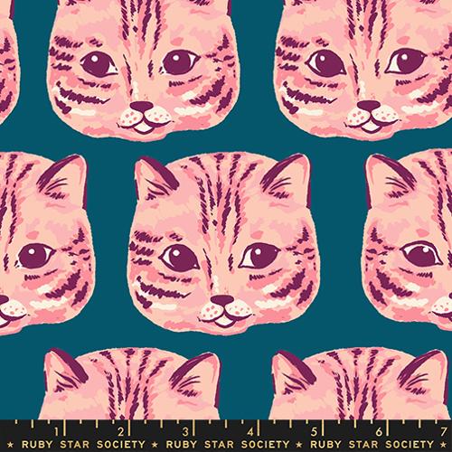 PREORDER CANVAS RSS Oops All Cats Meow Meow in Warm Teal
