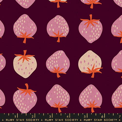 PREORDER CANVAS Strawberries Strawberry in Deep Plum
