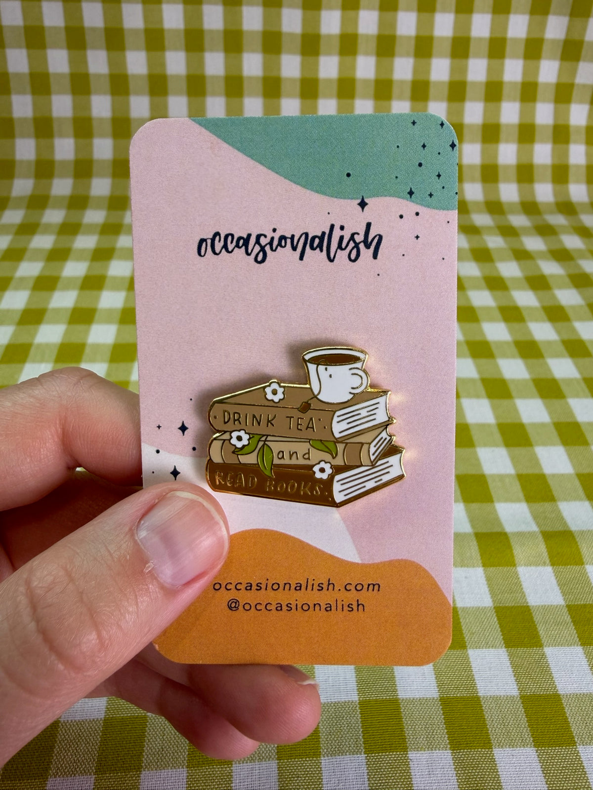 Occasionalish Tea and Books Enamel Pin