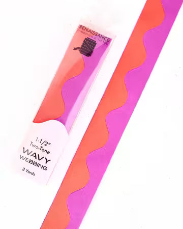 Renaissance Ribbon Wavy Webbing in Grape Slushie - 1.5"