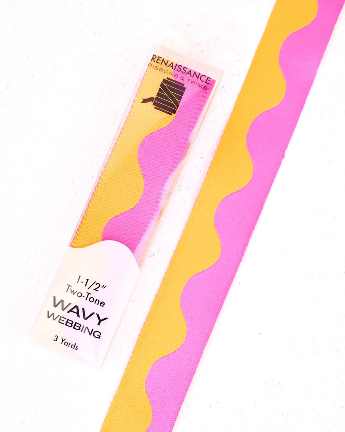 Renaissance Ribbon Wavy Webbing in Pink Lemonade - 1.5"