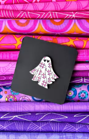 Pink Ghost Quilt Enamel Pin