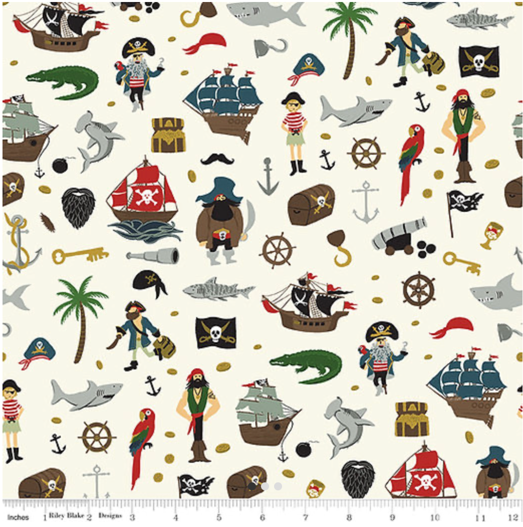 LS* Pirate Tales in Cream* 1/2 yd cut