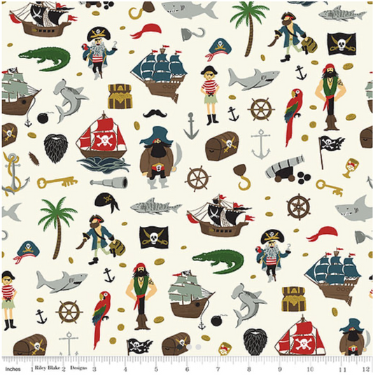 LS* Pirate Tales in Cream* 1/2 yd cut