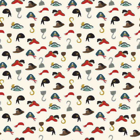 LS* Pirate Tales Hat in Cream* 1/2 yd cut