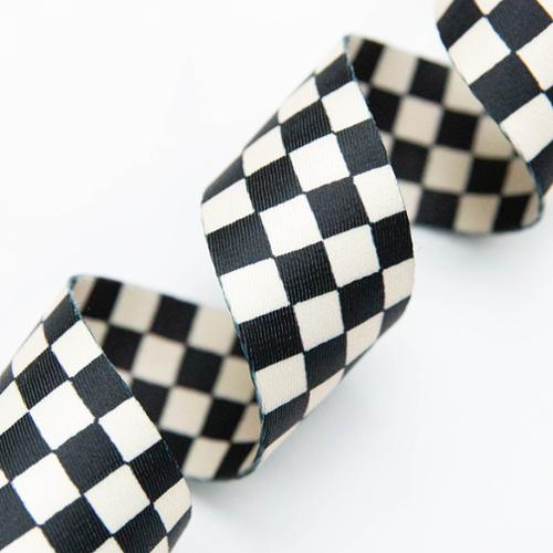 Checker Webbing in Black and Natural- 1.5"