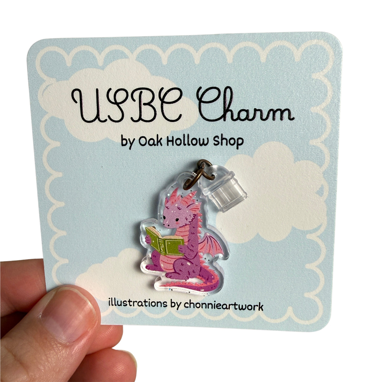 Pink Reading Dragon USB-C Charm