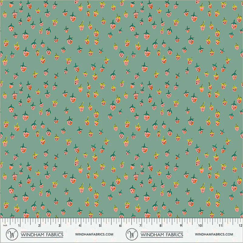 PREORDER Heather Ross Favorites Field Strawberries in Teal