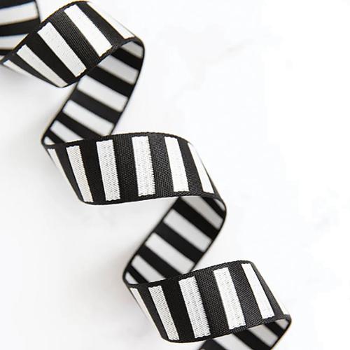 Black and White Striped Webbing- 1.5"