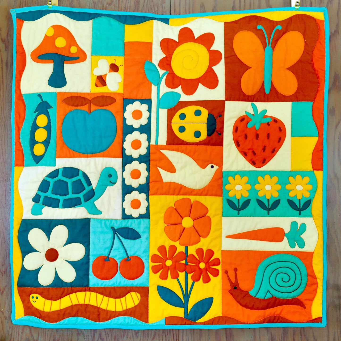 With Love by Kristy Garden Charms Quilt Kit - Blue/ Orange