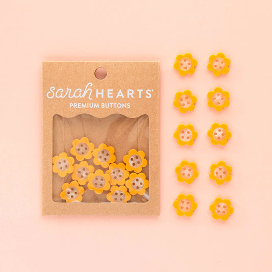 Sarah Hearts Small 5/8" Yellow Daisy Buttons