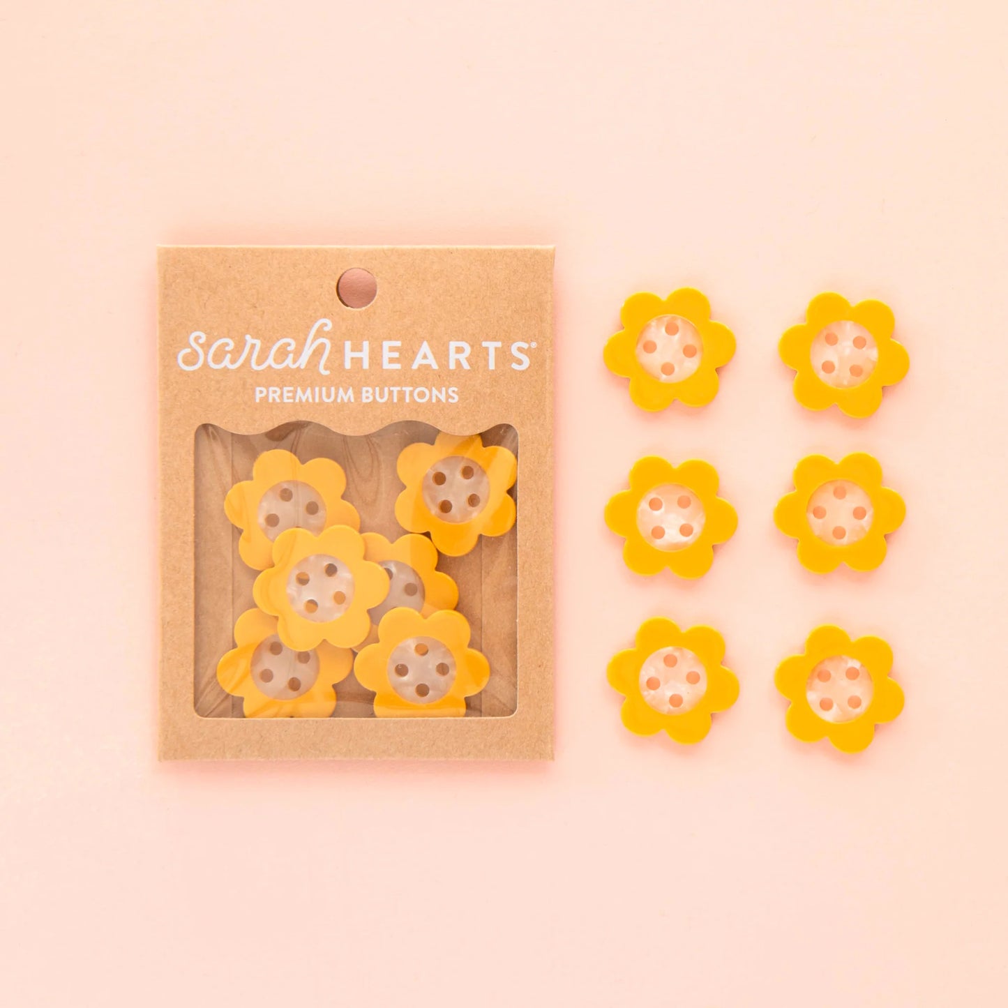 Sarah Hearts Large 1" Yellow Daisy Buttons