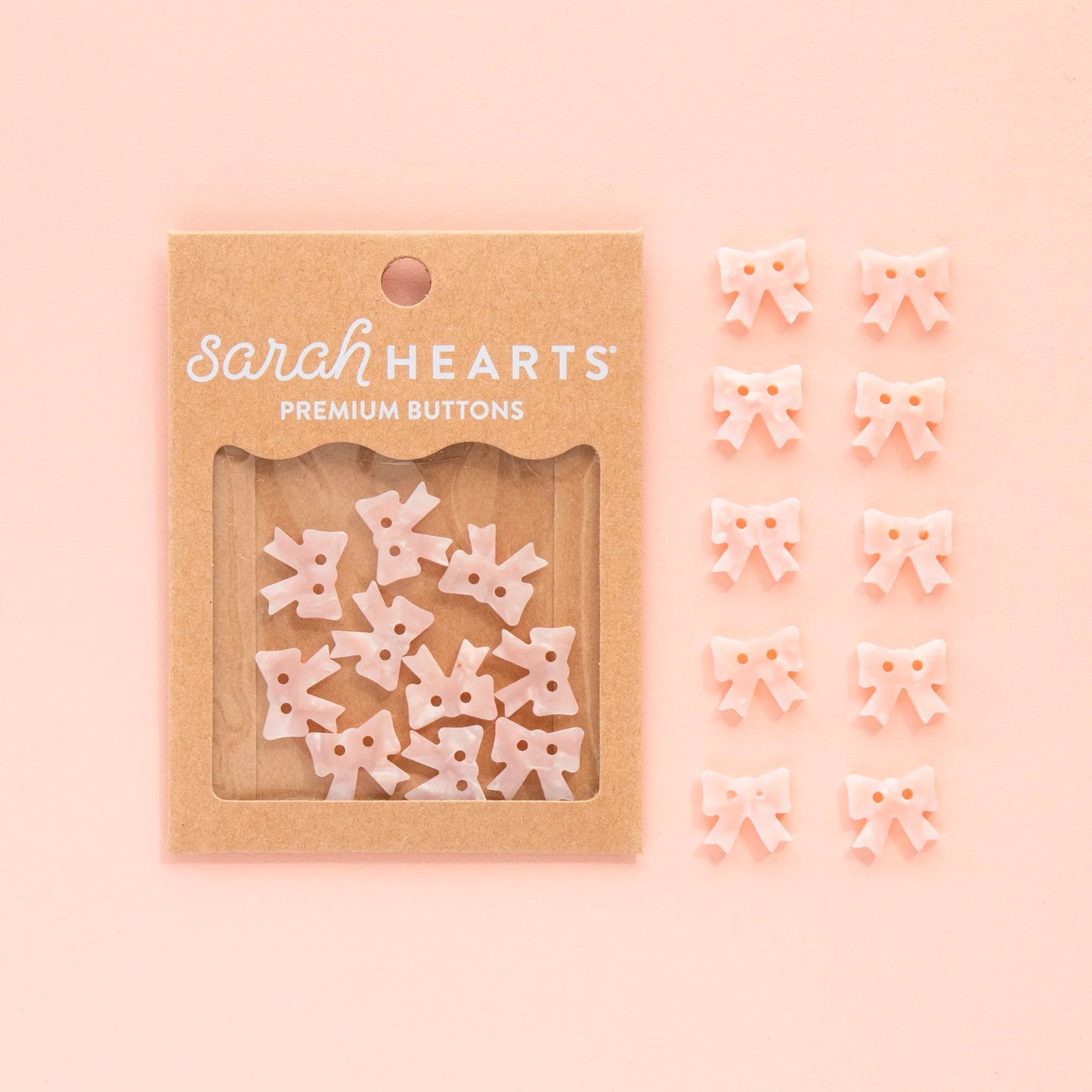 Sarah Hearts Small 5/8" Pink Bow Buttons
