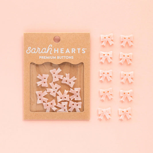 Sarah Hearts Small 5/8" Pink Bow Buttons