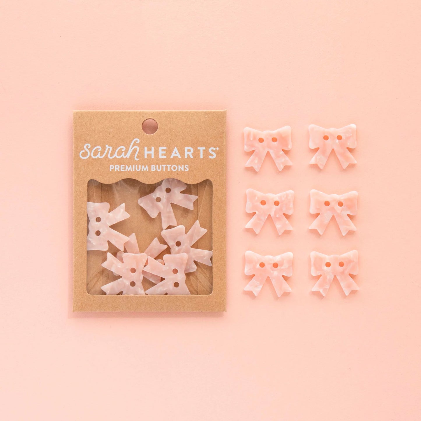 Sarah Hearts Large 1" Pink Bow Buttons