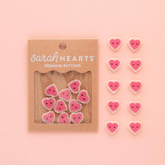 Sarah Hearts Small 5/8" Pink Sweet Hearts Buttons