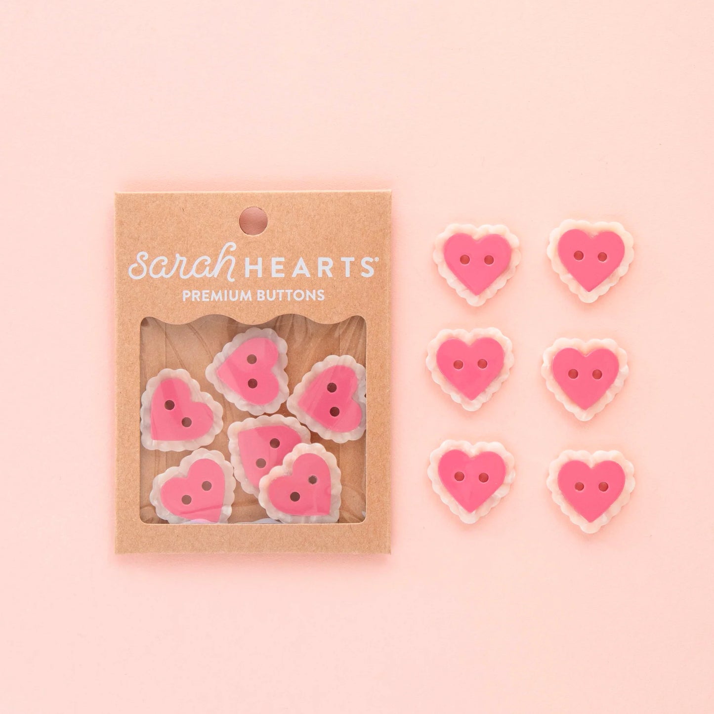 Sarah Hearts Large 1" Pink Sweet Heart Buttons