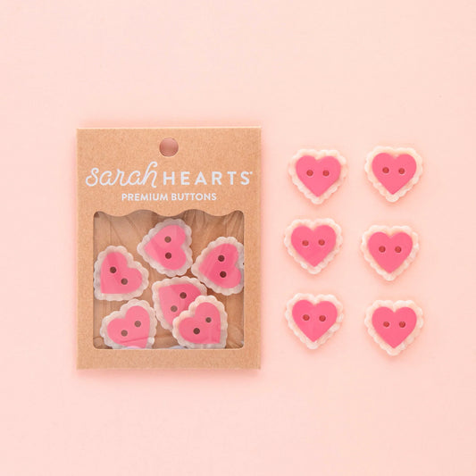 Sarah Hearts Large 1" Pink Sweet Heart Buttons