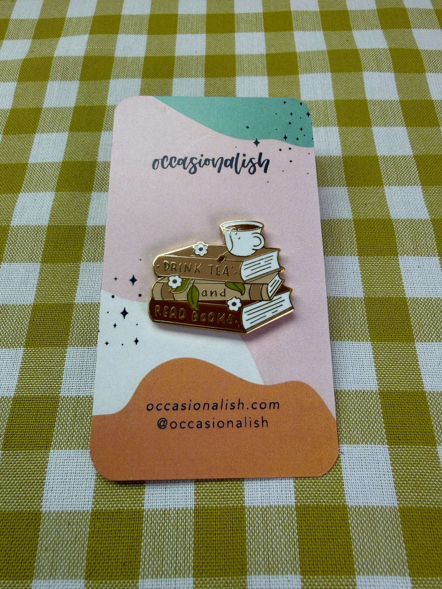 Occasionalish Tea and Books Enamel Pin