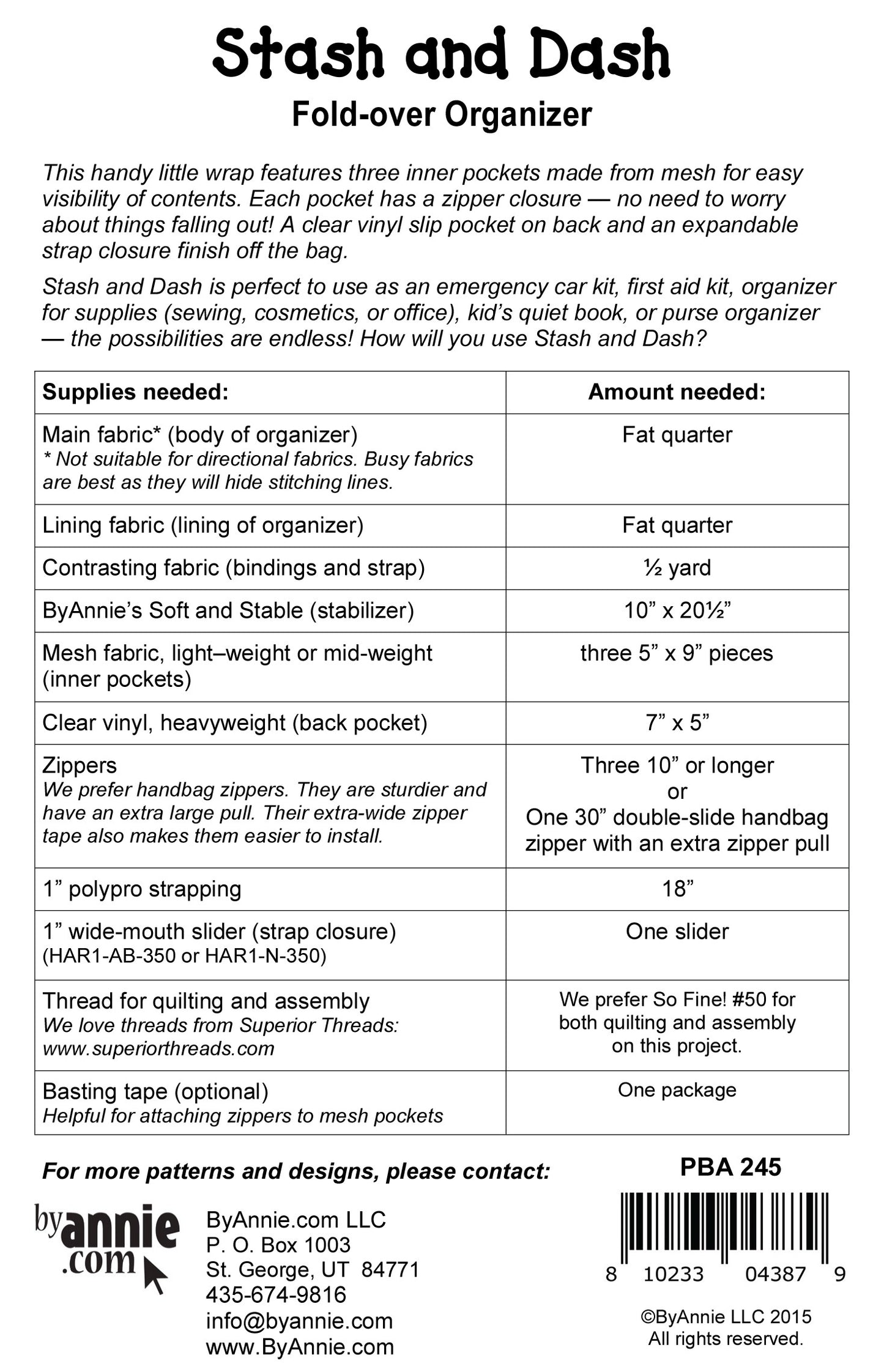 Stash and Dash Pattern