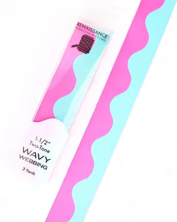 Renaissance Ribbon Wavy Webbing in Poolside - 1.5"