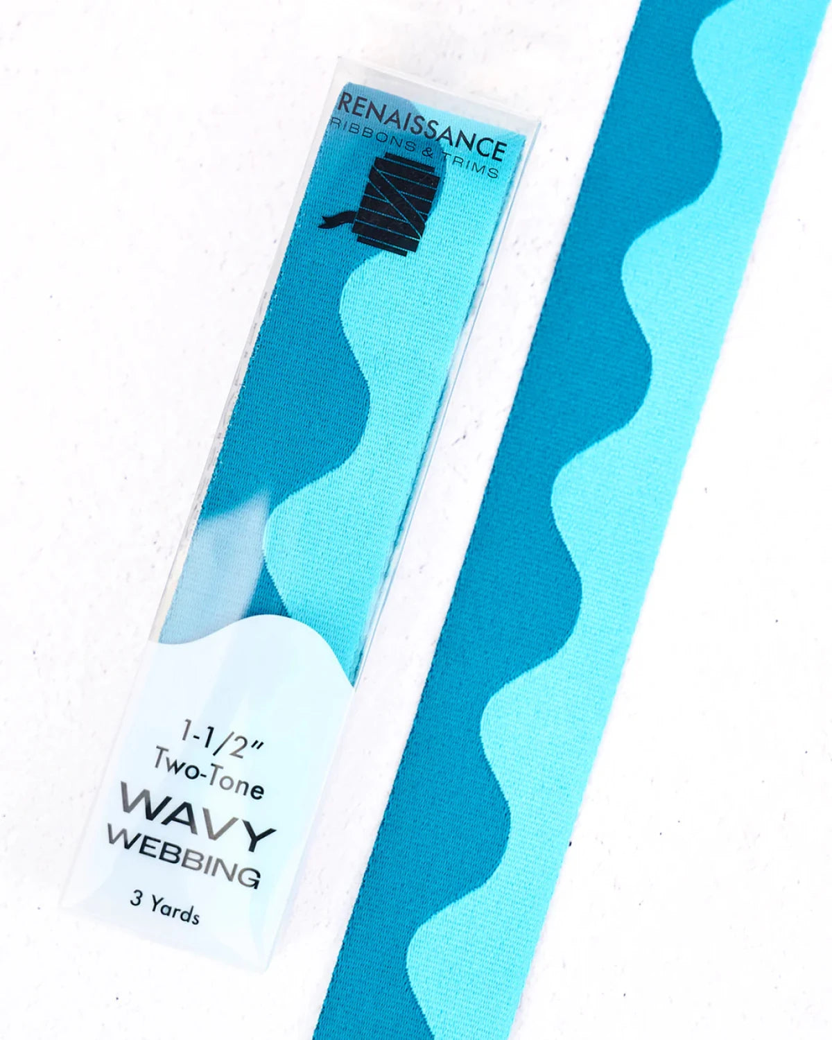Renaissance Ribbon Wavy Webbing in Aquamarine - 1.5"