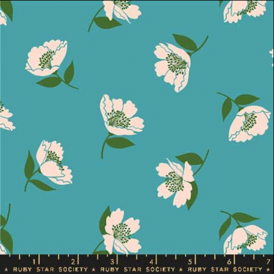 Juicy Fluttering Floral in Dark Turquoise