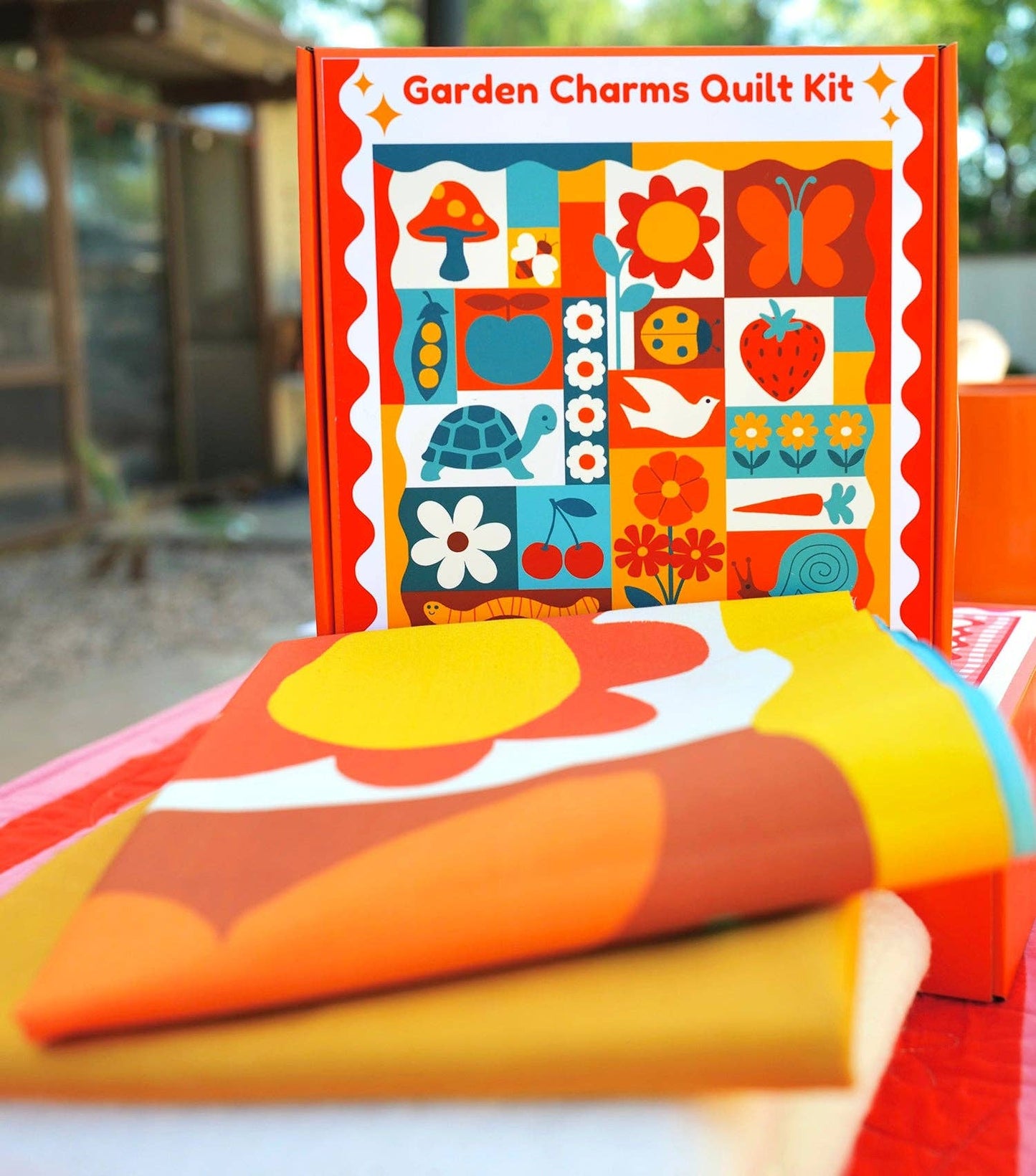 With Love by Kristy Garden Charms Quilt Kit - Blue/ Orange