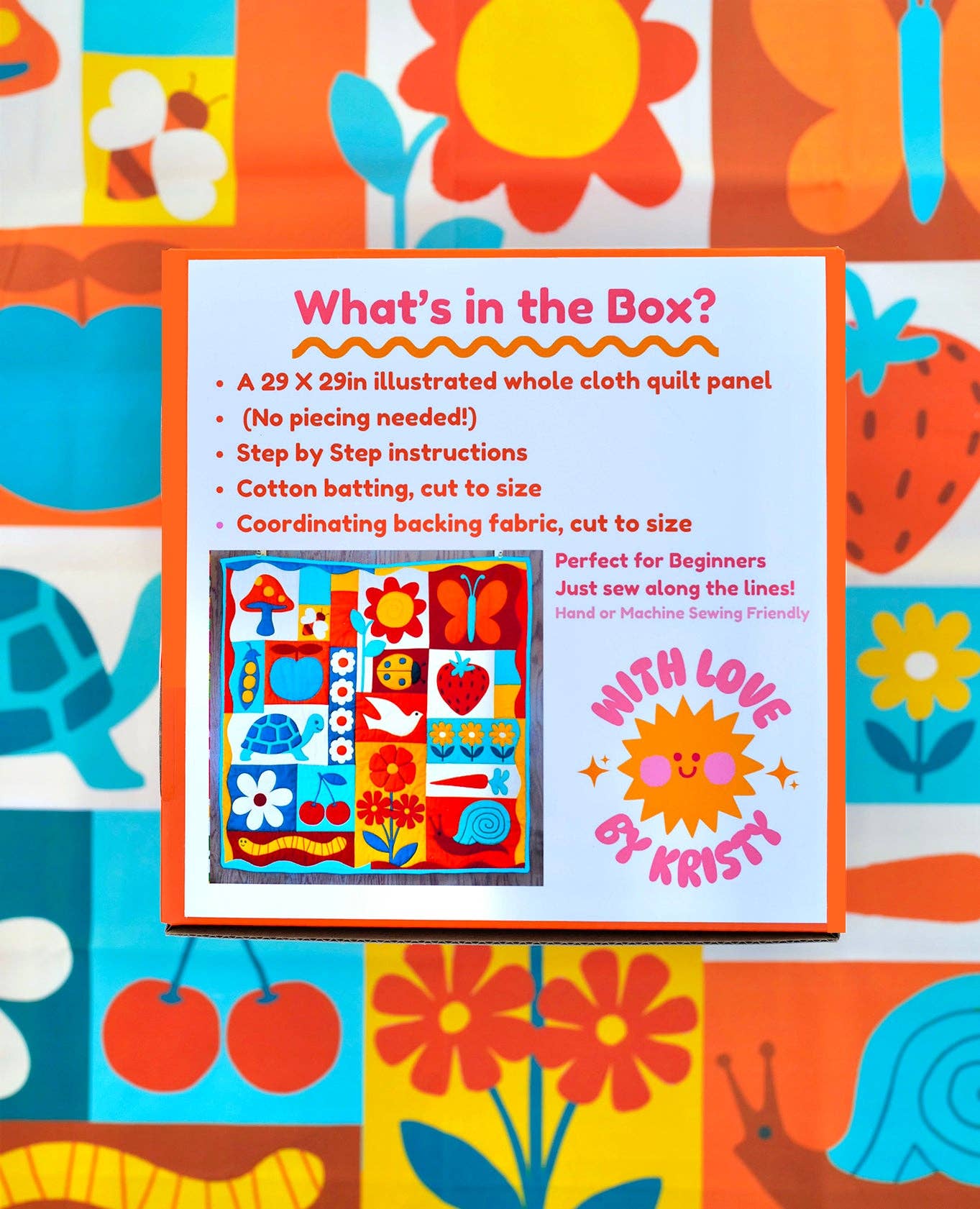 With Love by Kristy Garden Charms Quilt Kit - Blue/ Orange