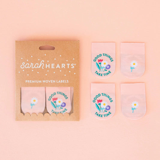 Sarah Hearts Good Things Take Time Woven Labels