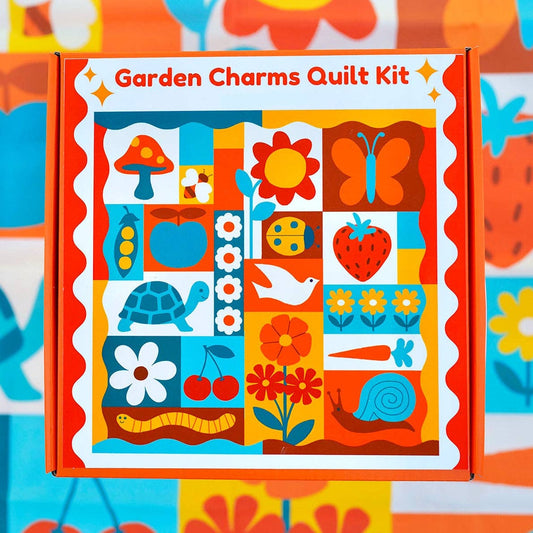 With Love by Kristy Garden Charms Quilt Kit - Blue/ Orange
