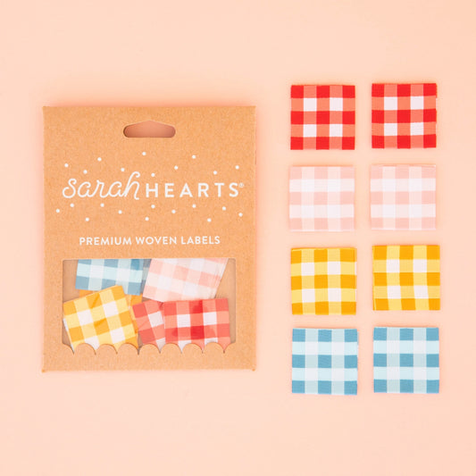 Sarah Hearts Gingham Multipack Woven Labels