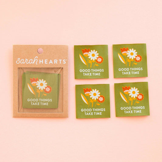 Sarah Hearts Good Things Take Time Woven Labels