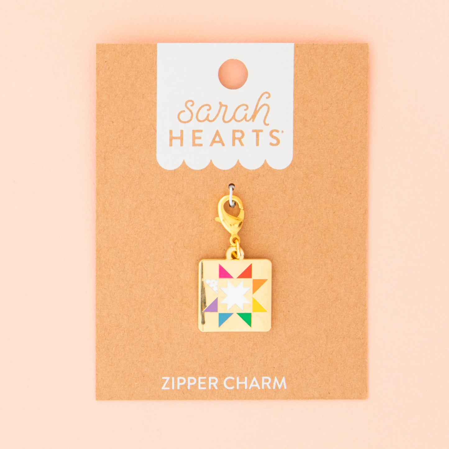 Sarah Hearts Quilt Star Zipper Charm