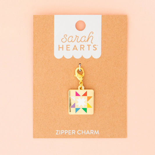 Sarah Hearts Quilt Star Zipper Charm